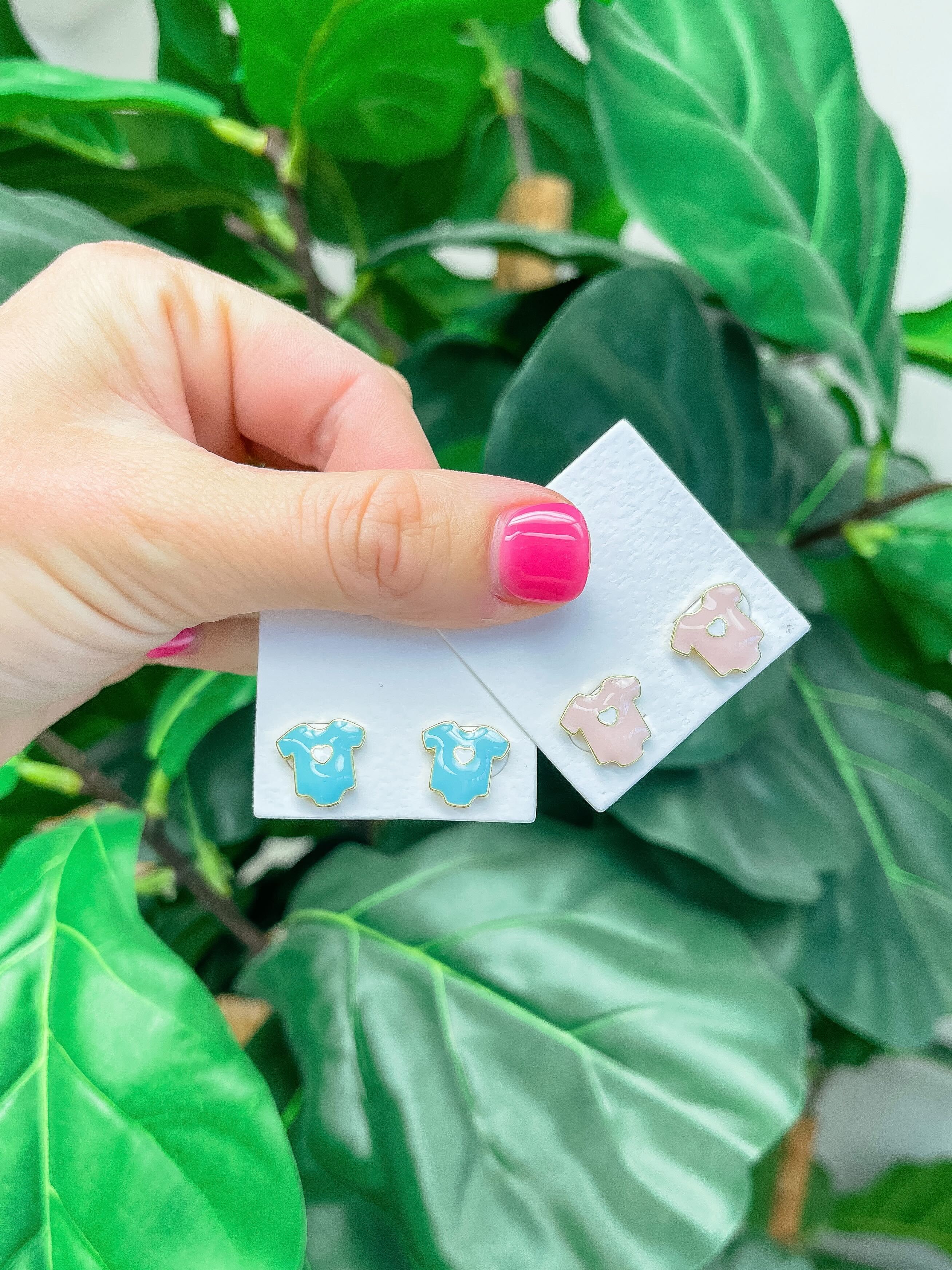 Baby Onesie Signature Enamel Stud Earrings - Blue