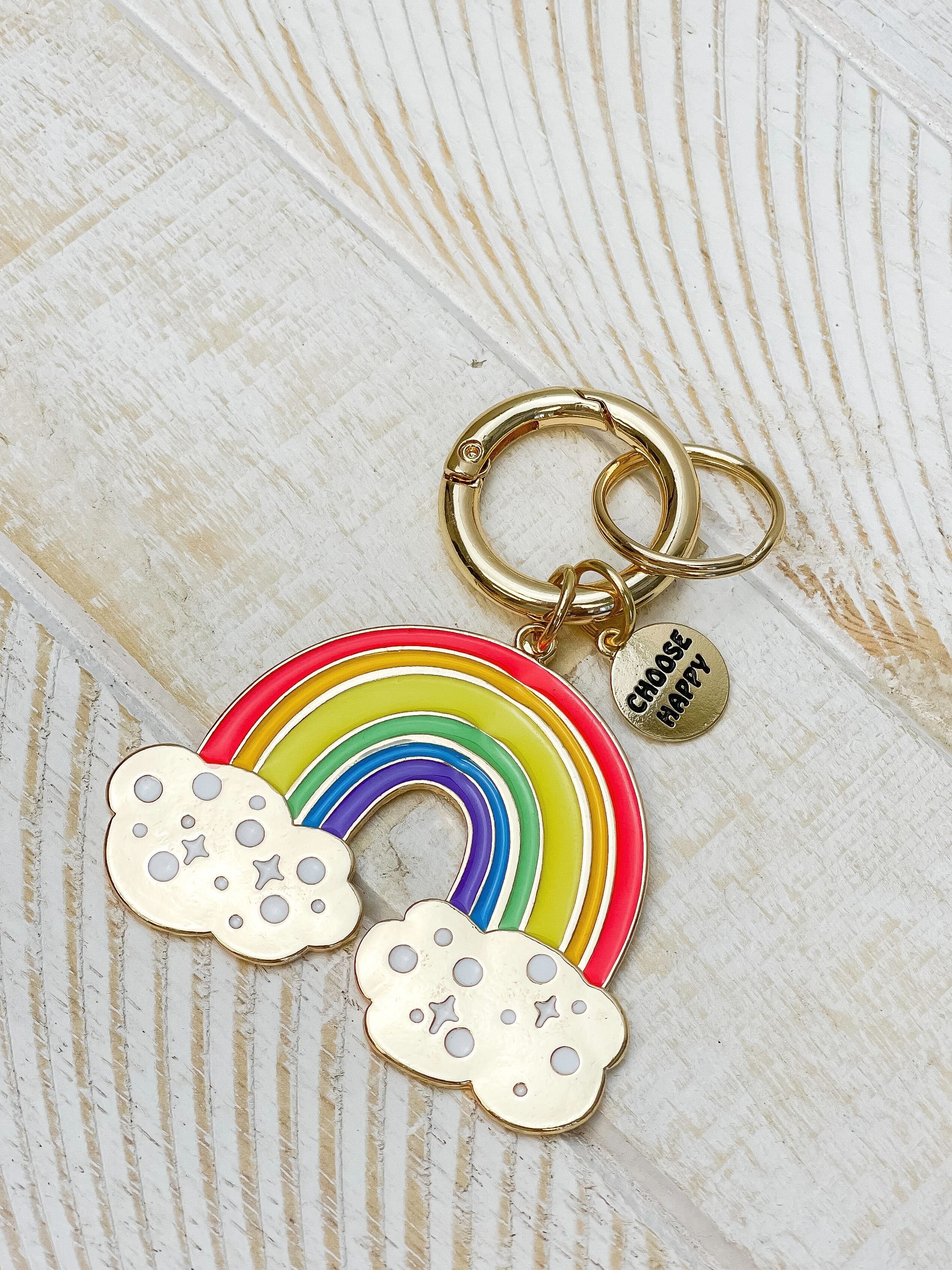 'Choose Happy' Rainbow Keychain