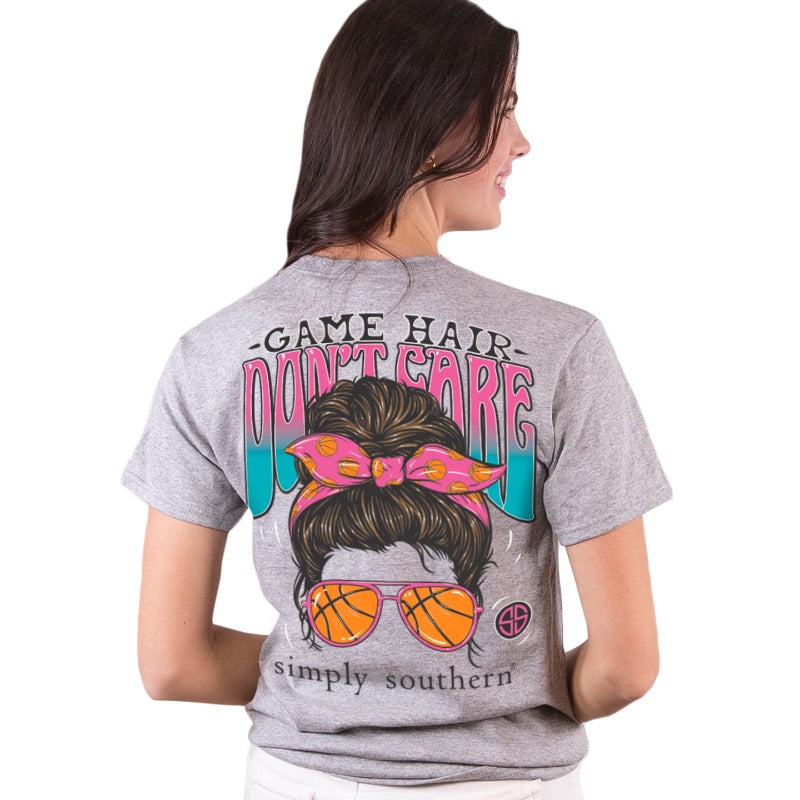 Basketball 'Game Hair Don't Care' Short Sleeve Tee by Simply Southern