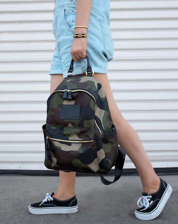 Brandy Nylon and Leather Backpack - Camo (Ships in 1-2 Weeks)