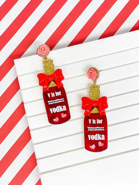 'V is for Vodka' Glitter Dangle Earrings