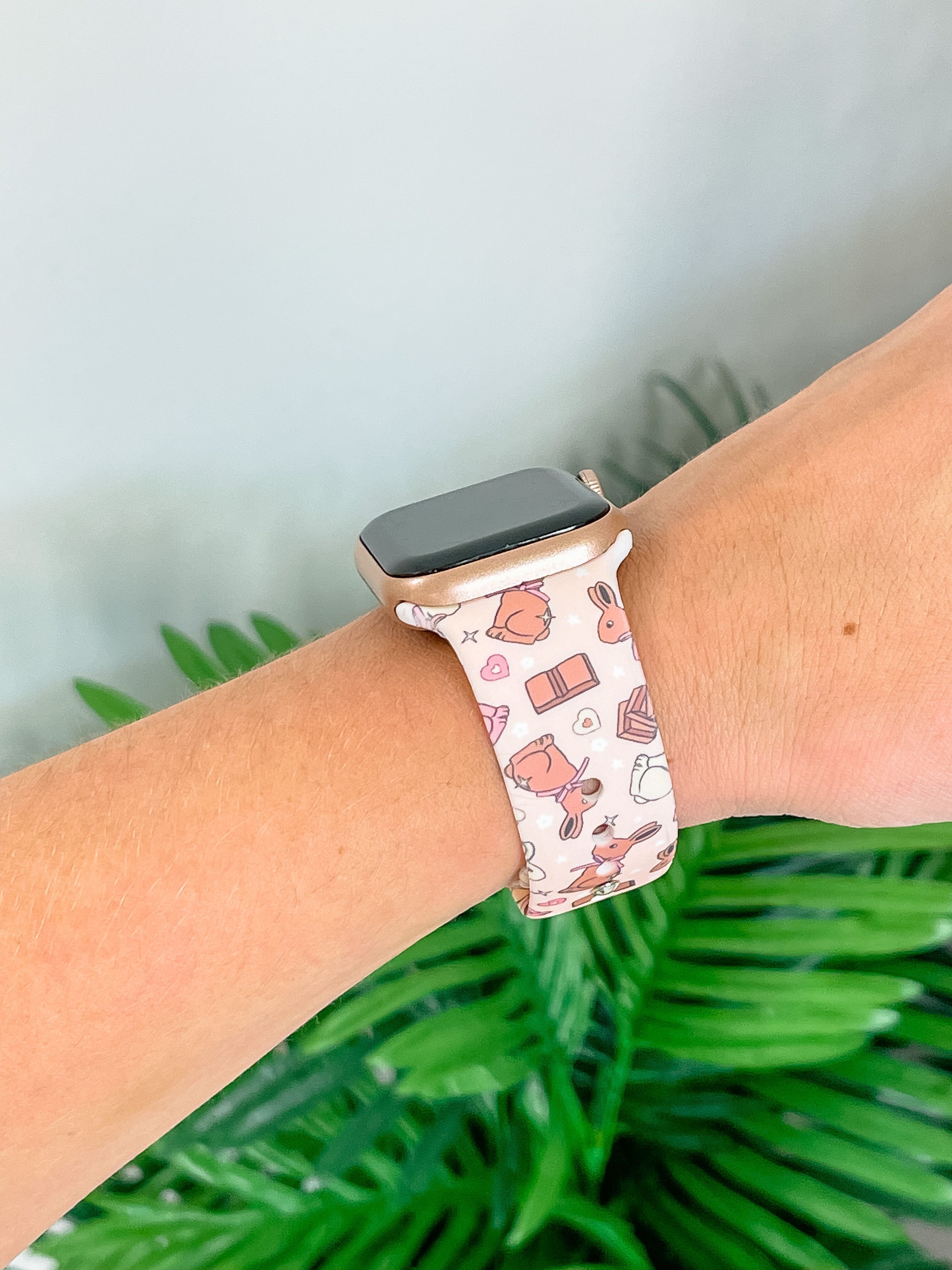 Chocolate Bunny Printed Silicone Smart Watch Band