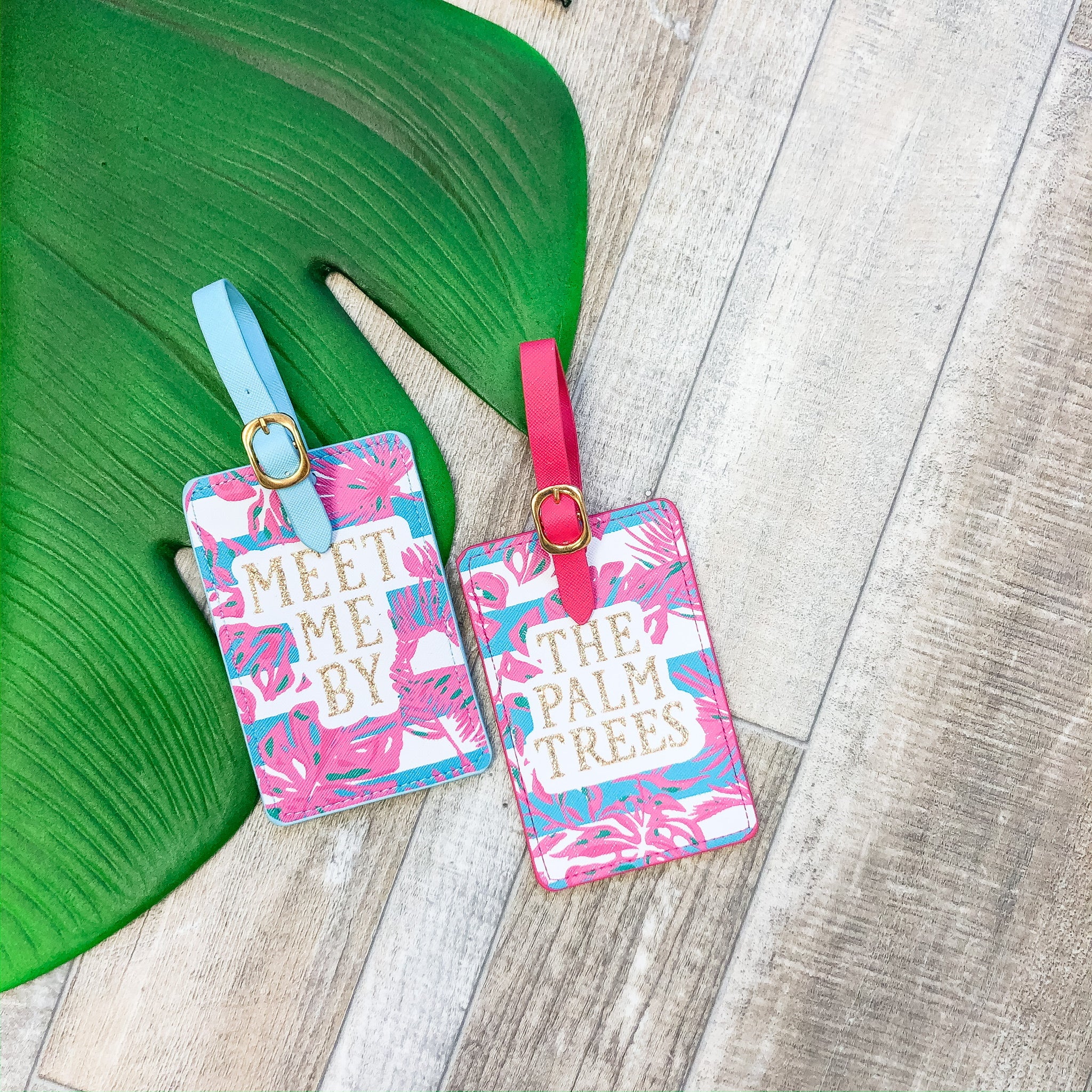 palm tree luggage tag