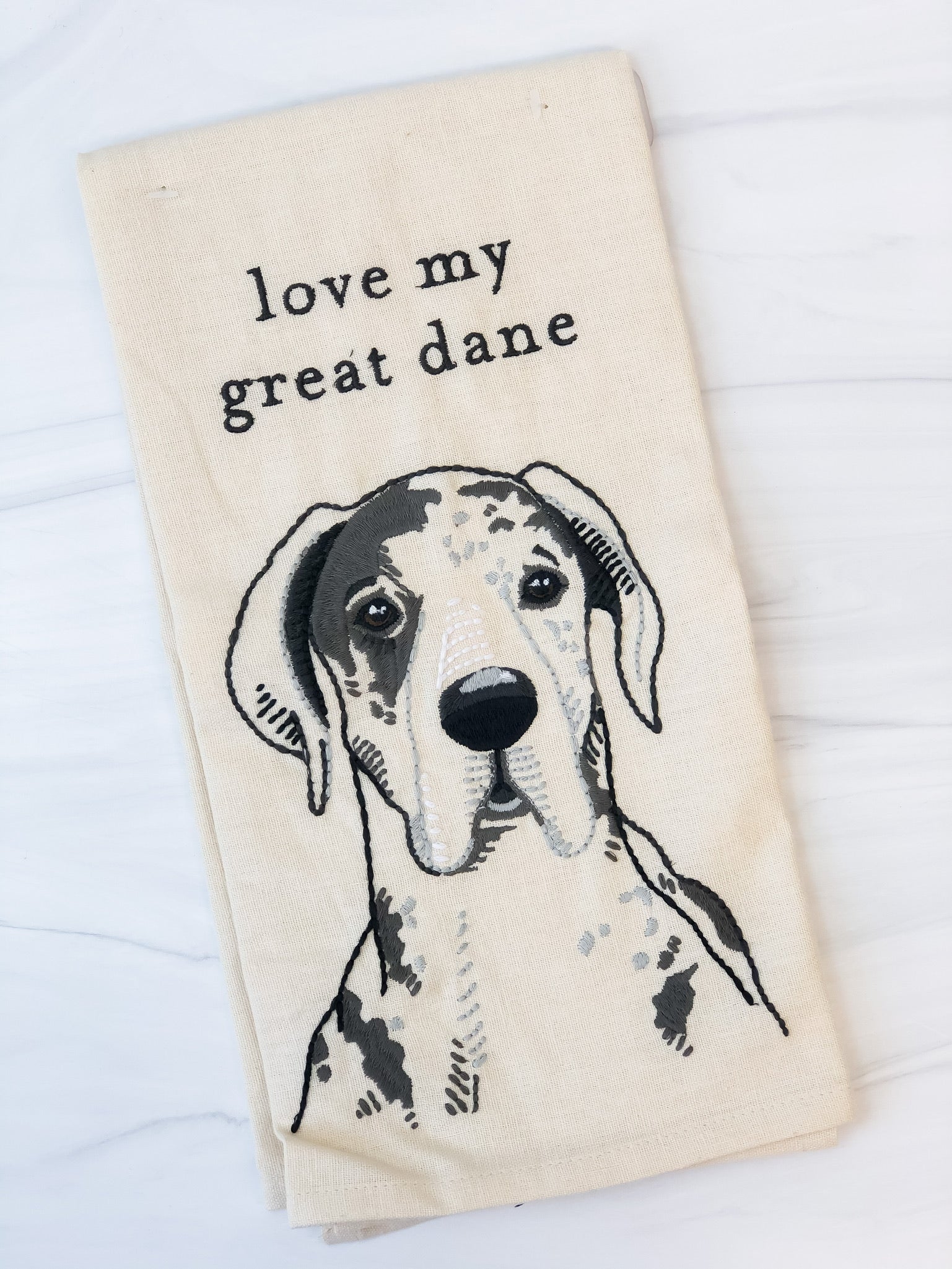 'Love My Great Dane' Dish Towel