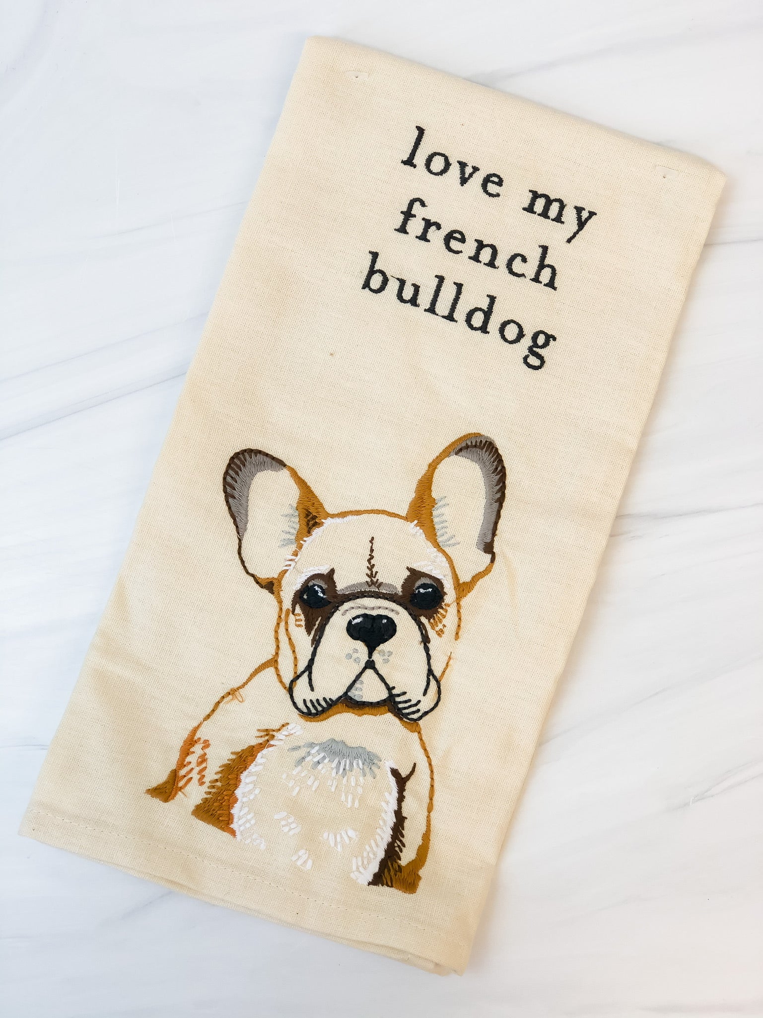 'Love My French Bulldog' Dish Towel