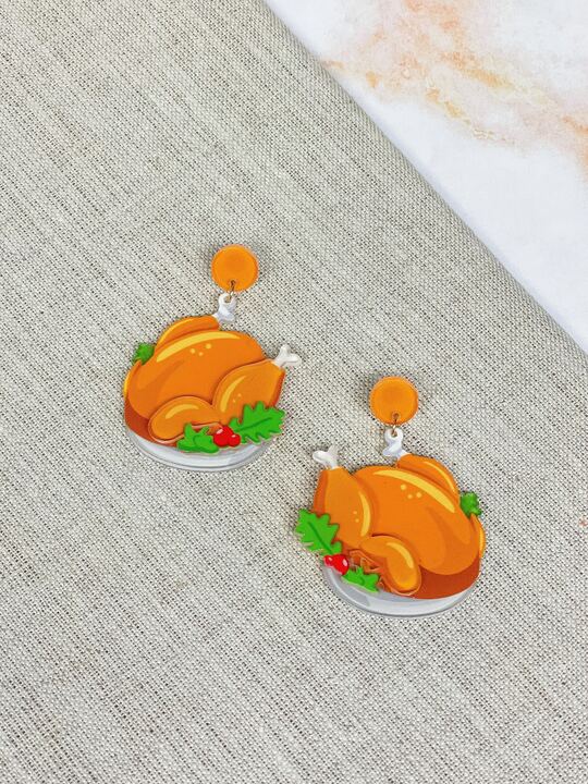 Acrylic Turkey Dinner Earrings