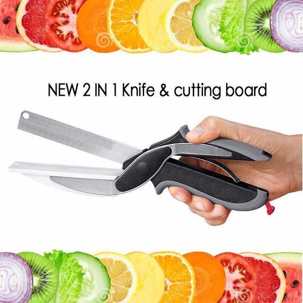 KITCHEN 2-IN-1 STAINLESS STEEL CUTTING KNIFE