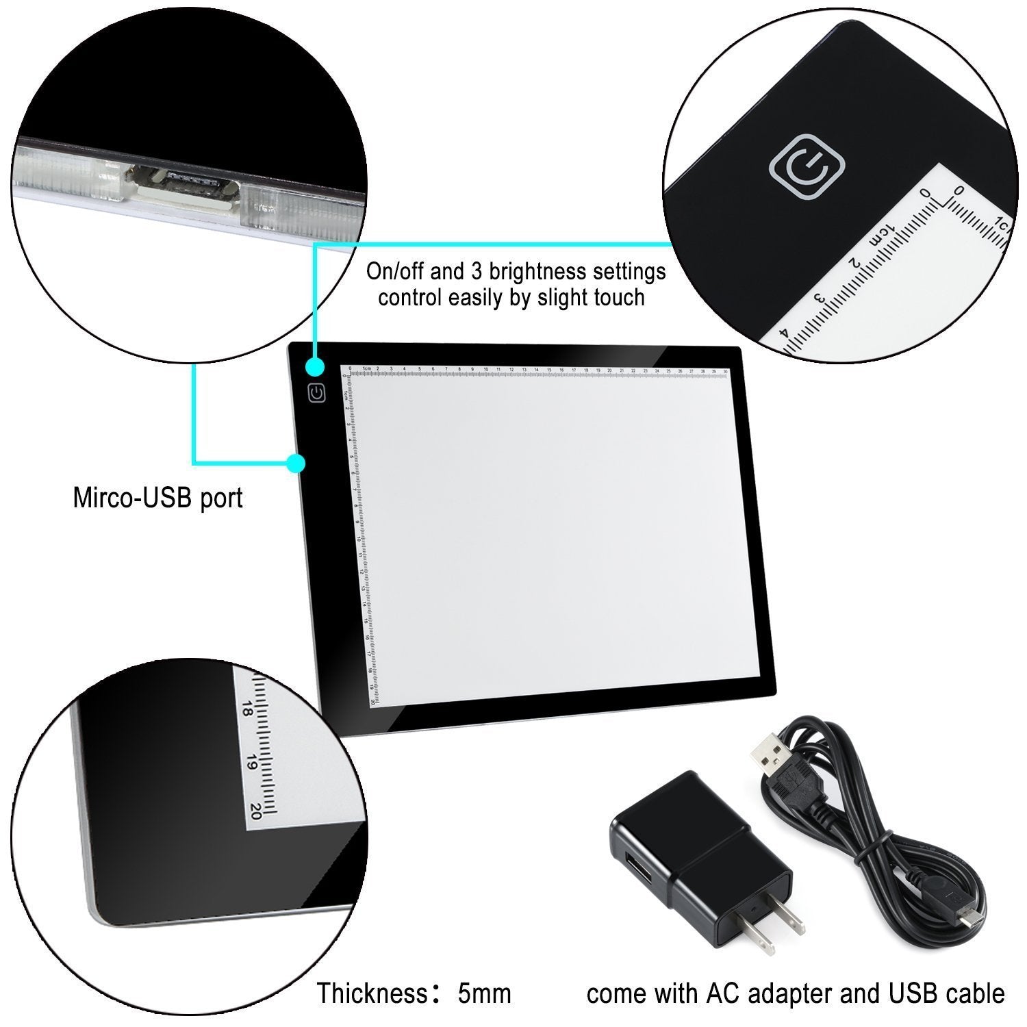 A4 LED Tracing Light Box Dimmable Tracer Portable Artists Drawing Board USB