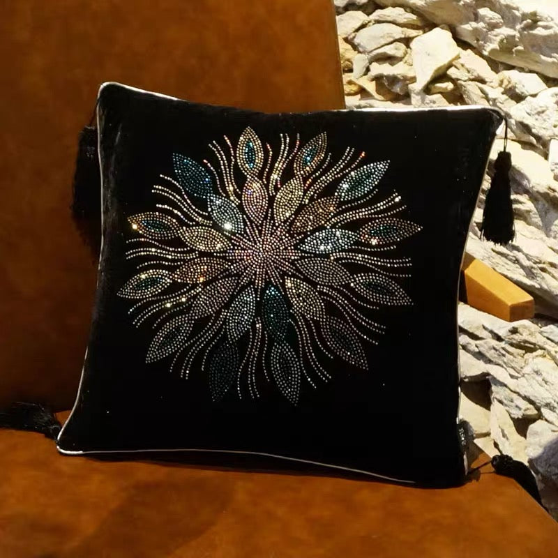 Luna Embroidery Velvet Decorative Pillow