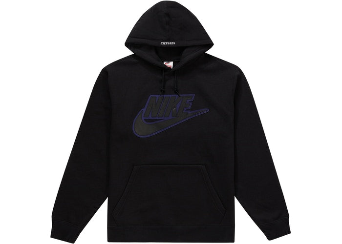 supreme nike leather applique hooded sweatshirt red