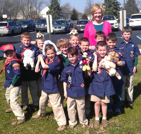 Gald Dogs Nation founder, Marianne Ahern, with Boy Scout Pack 122 in West Chester PA