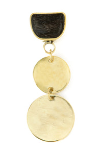 Black Horn Stud Earrings with Brass Discs Default Title
