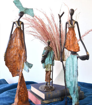 Handmade African Home Decor Bronze Sculptures