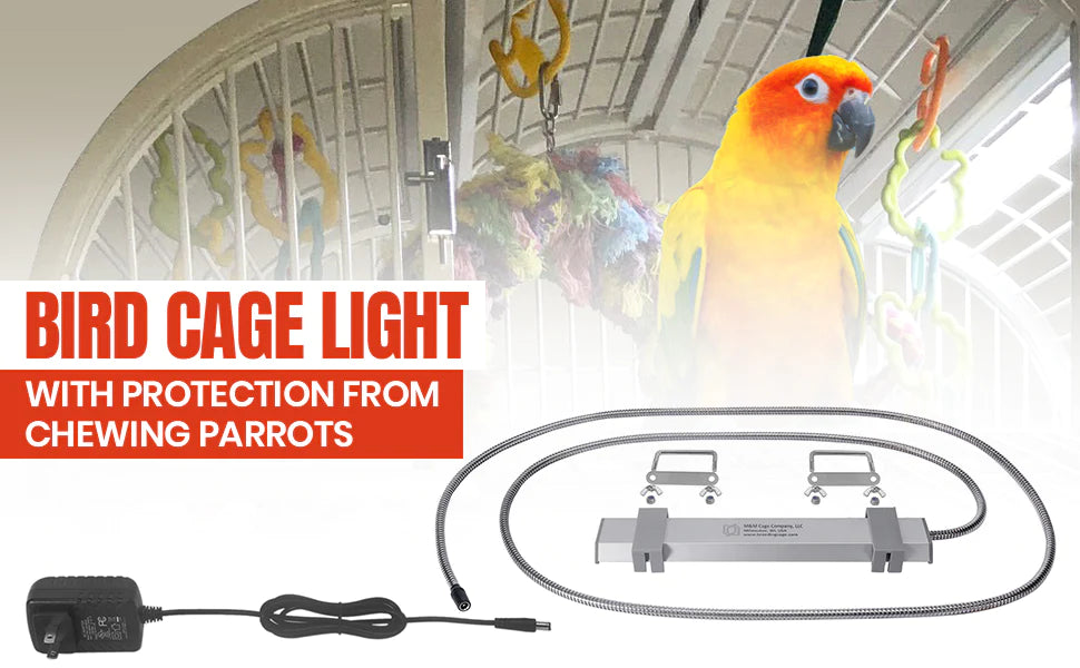 Bird Cage Light With Protection From Chewing Parrots