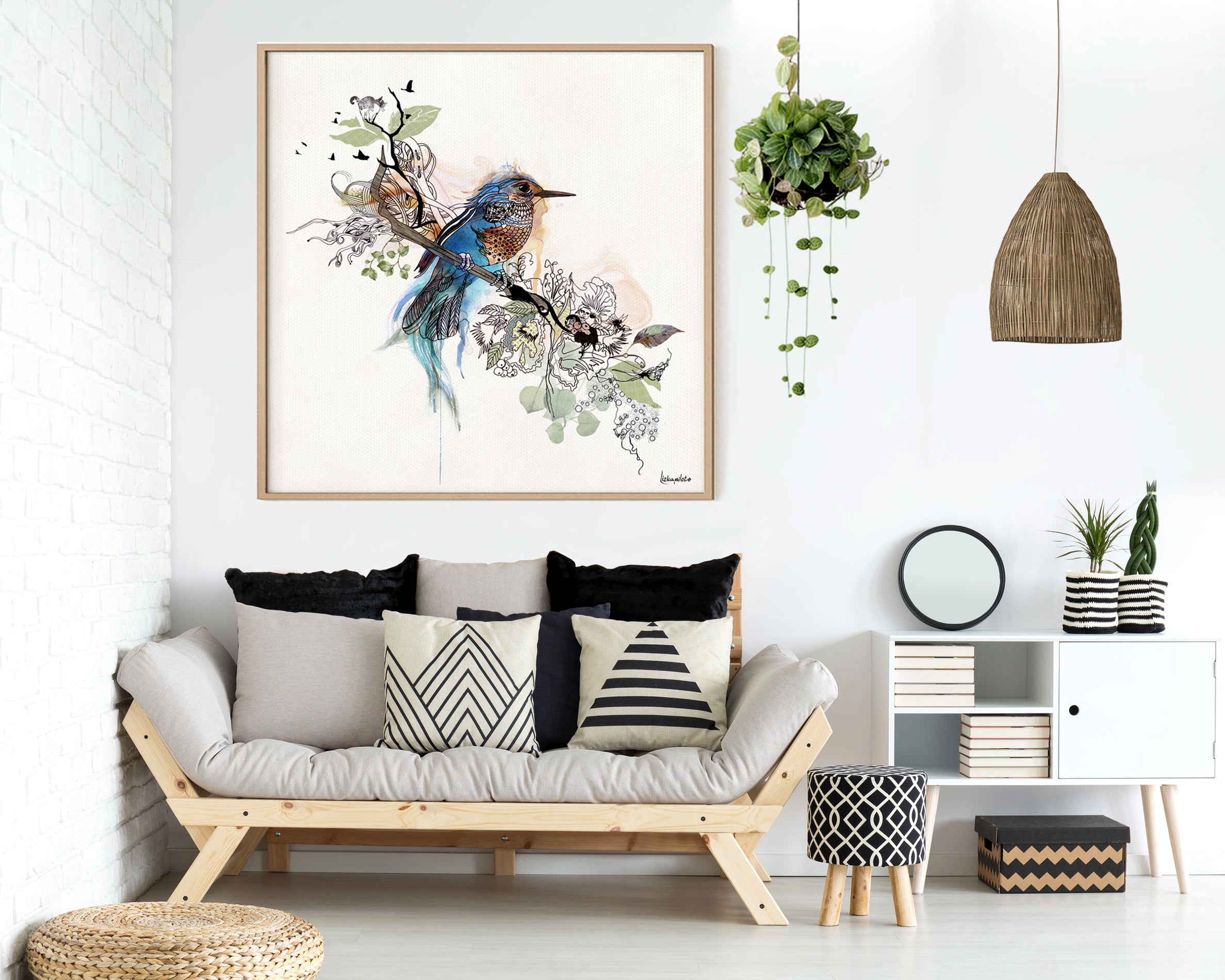 Blue Bird Art - Bird Print | Liz Kapiloto Art & Design