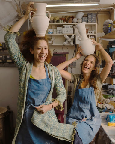Freya Bramble-Carter and Pallas of Studio Krokalia in Their Pottery Studio