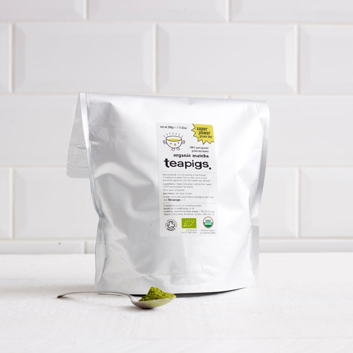 premium organic matcha green tea pouch 500g