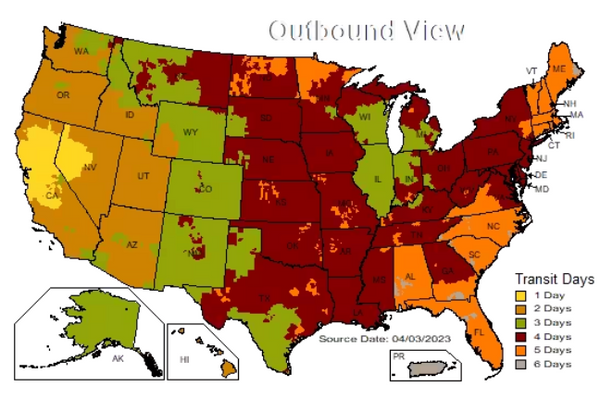 UPS Shipping Map