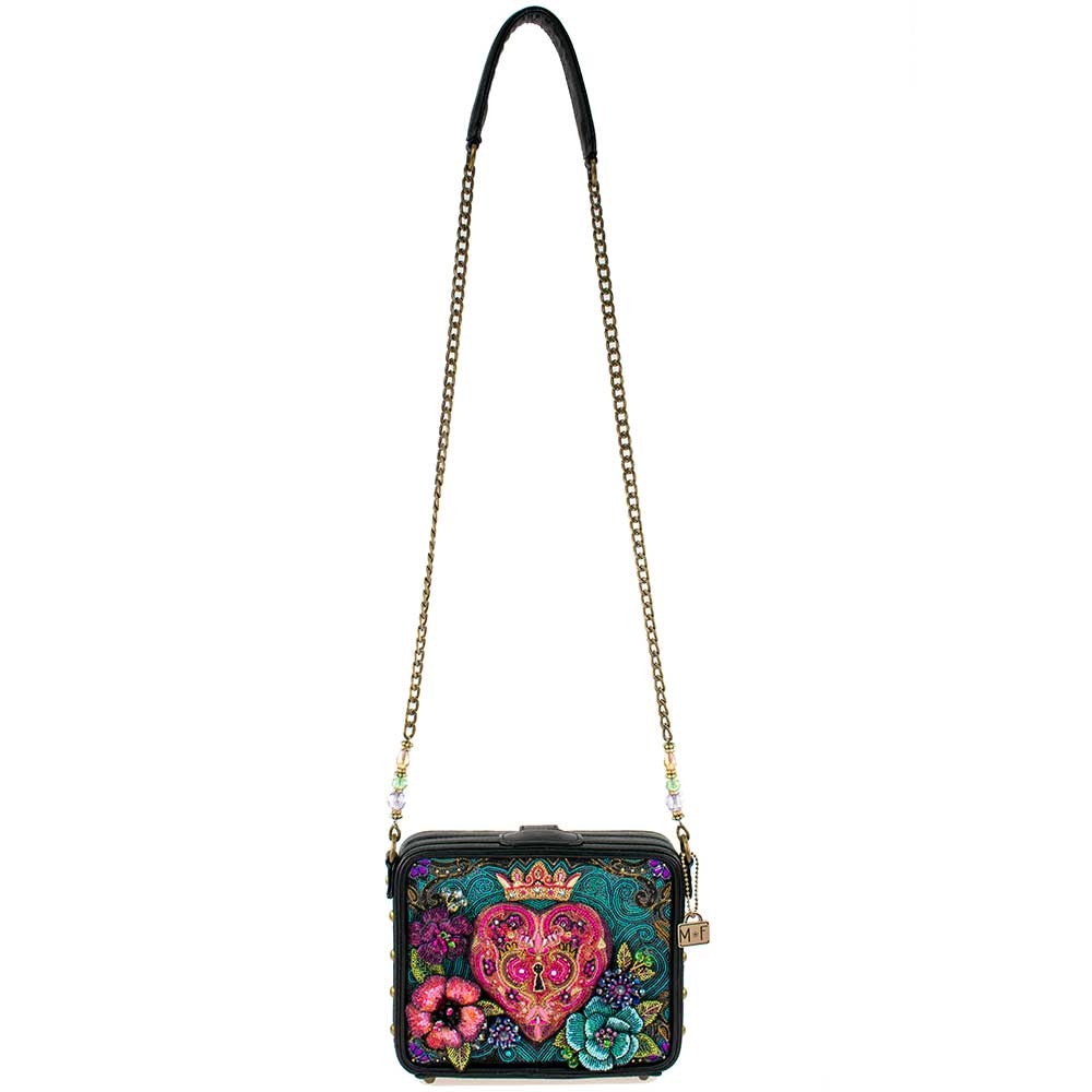 Love Connection Beaded Heart Locket Crossbody Shoulder Handbag