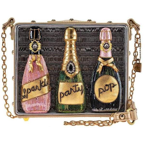 sparkling novelty crossbody champagne beaded handbag