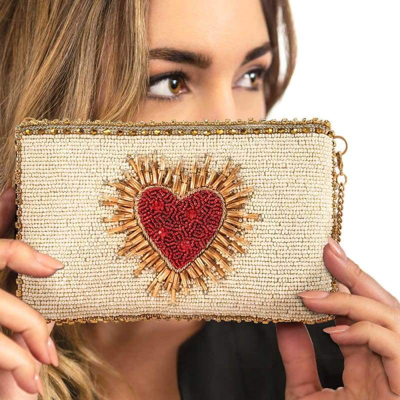 Heart Burst Beaded Crossbody Phone Bag - Mary Frances