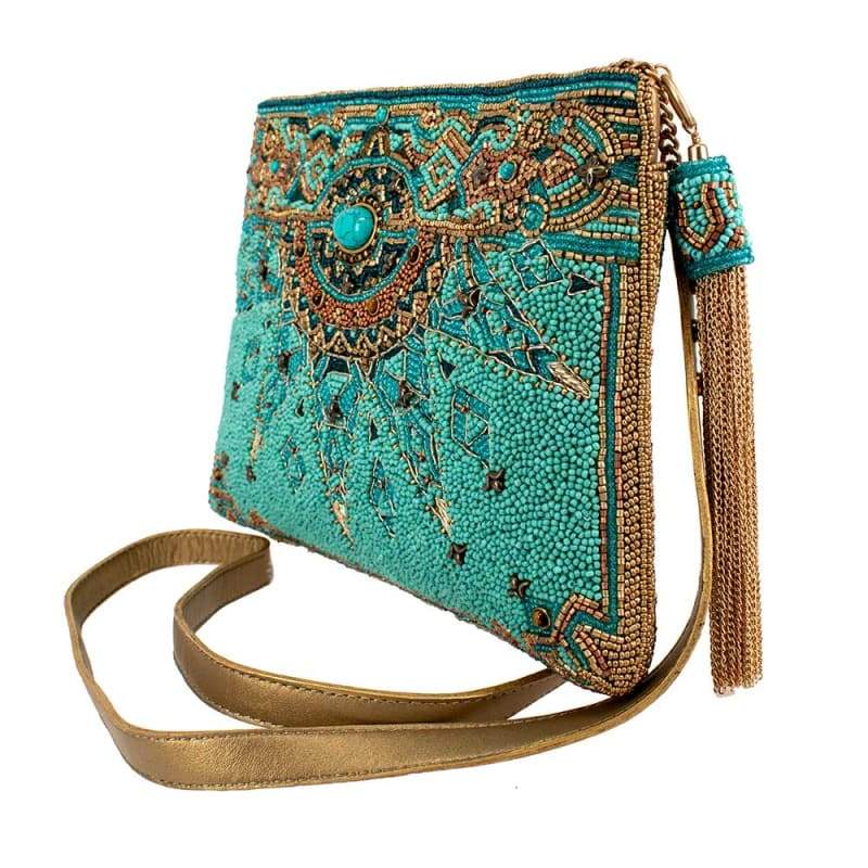 Viking Style Cross Body Bag Purse, Turquoise & Tan – Moncrieff Leathers