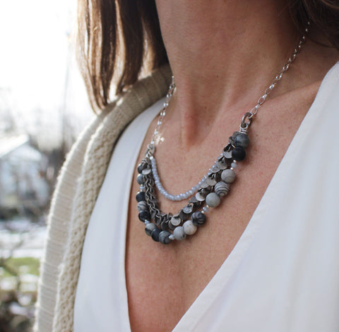Karley Smith Black Onyx and Net stone Necklace 
