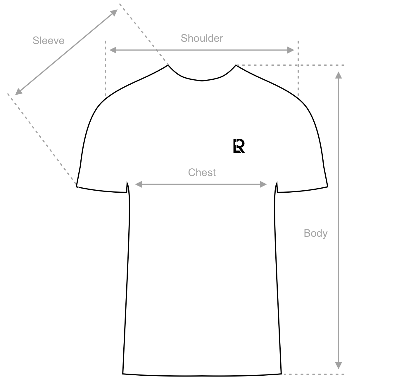 Ring Tee measurements graphic