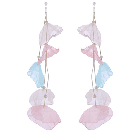 TID Silk bloom earrings | Pink, Cream and Blue
