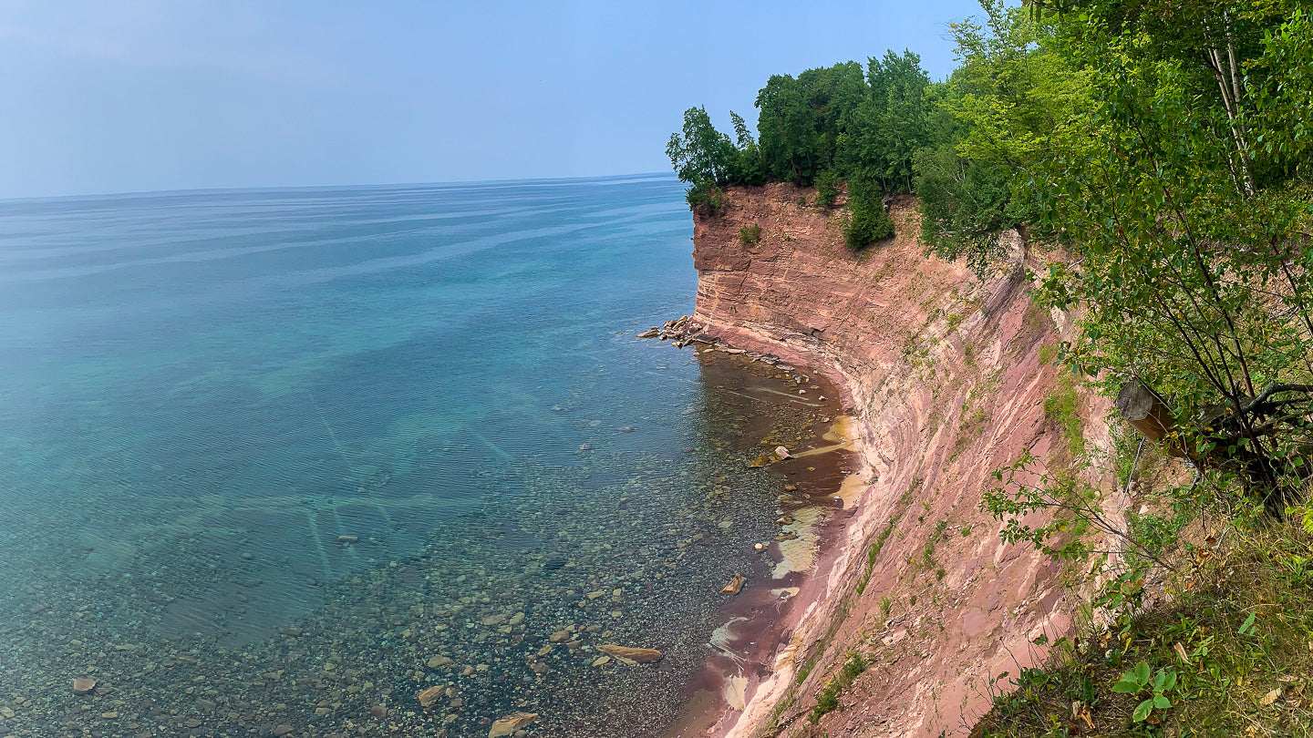 Image of Cliffs in Grand Island, Michigan taken by MuskOx Men's Outdoor Apparel.