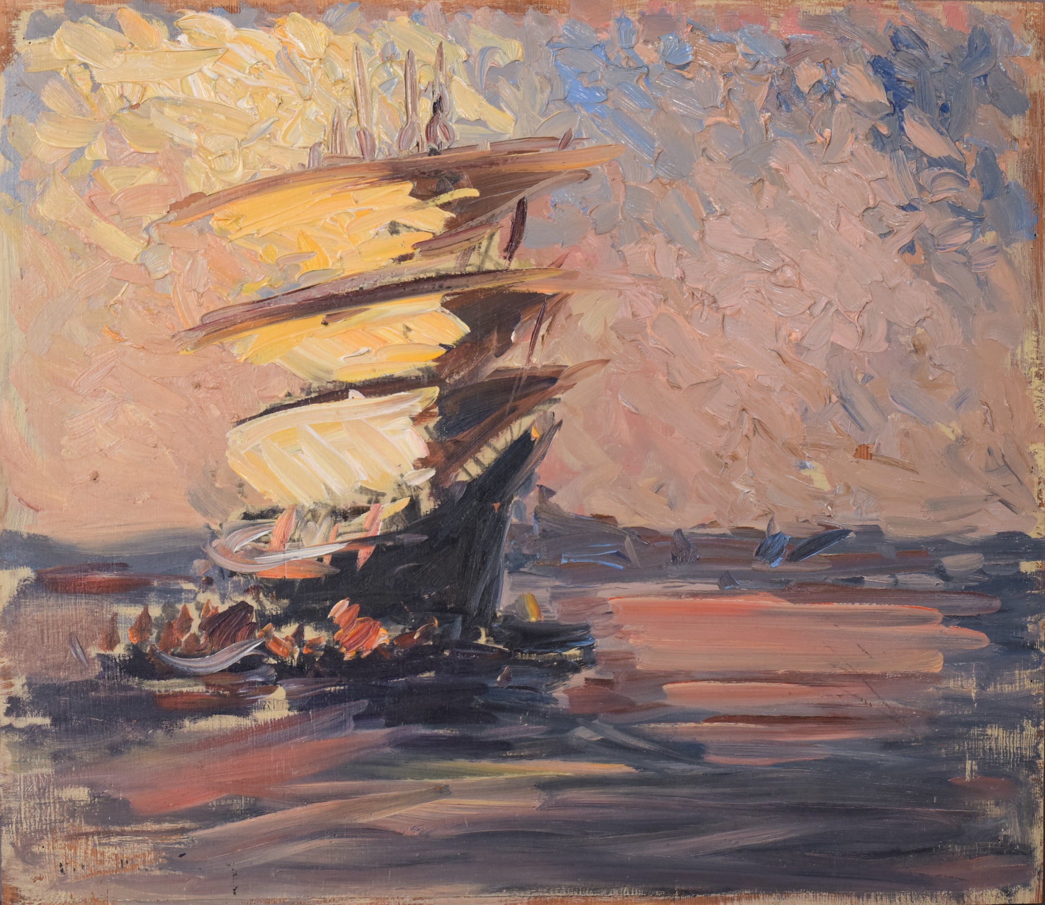 Post Impressionist Study of a Sailing Ship
