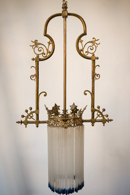 Art Nouveau Chandelier with Glass Rods