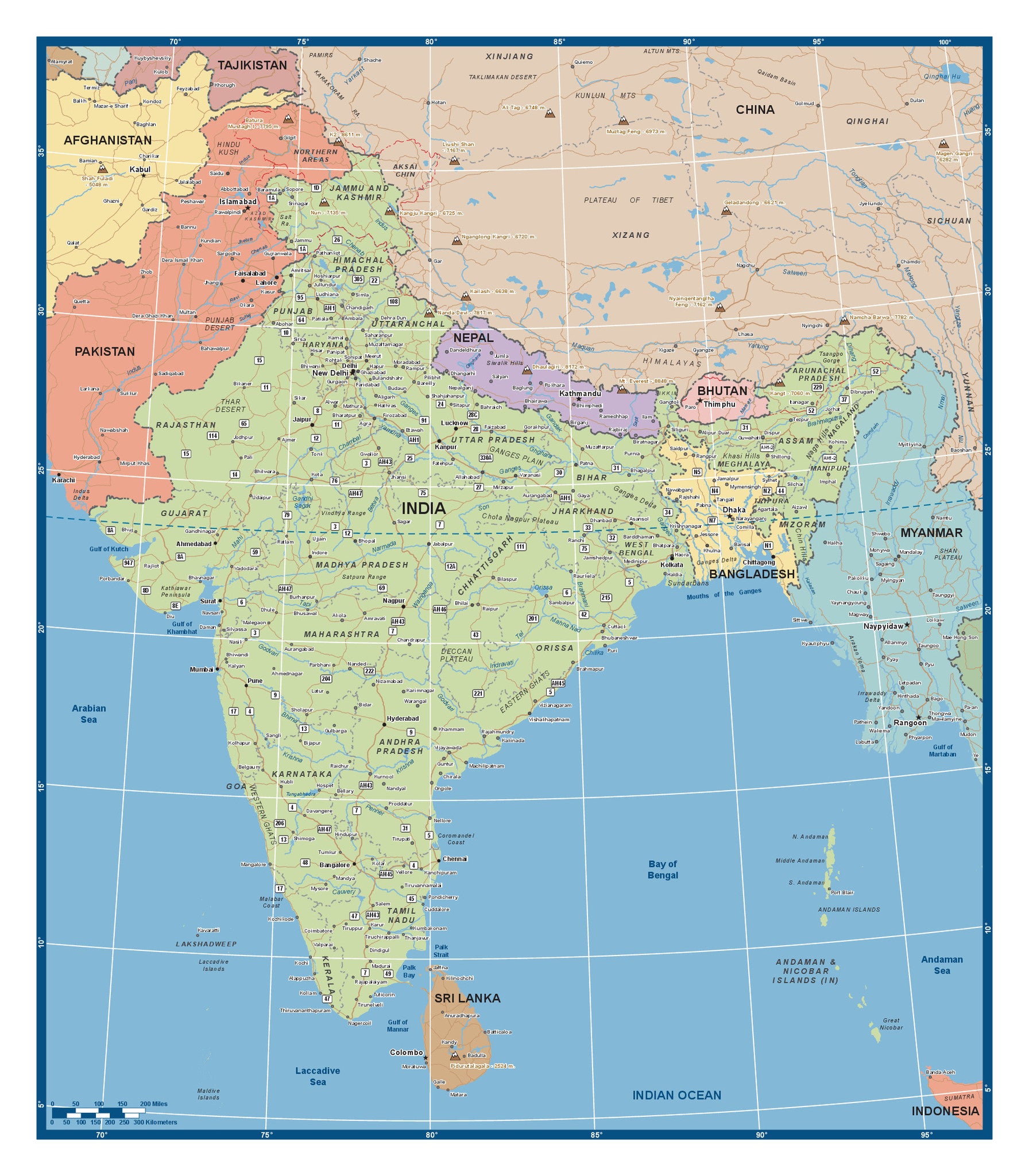 India Political Wall Map By Maps Of World Mapsales Images