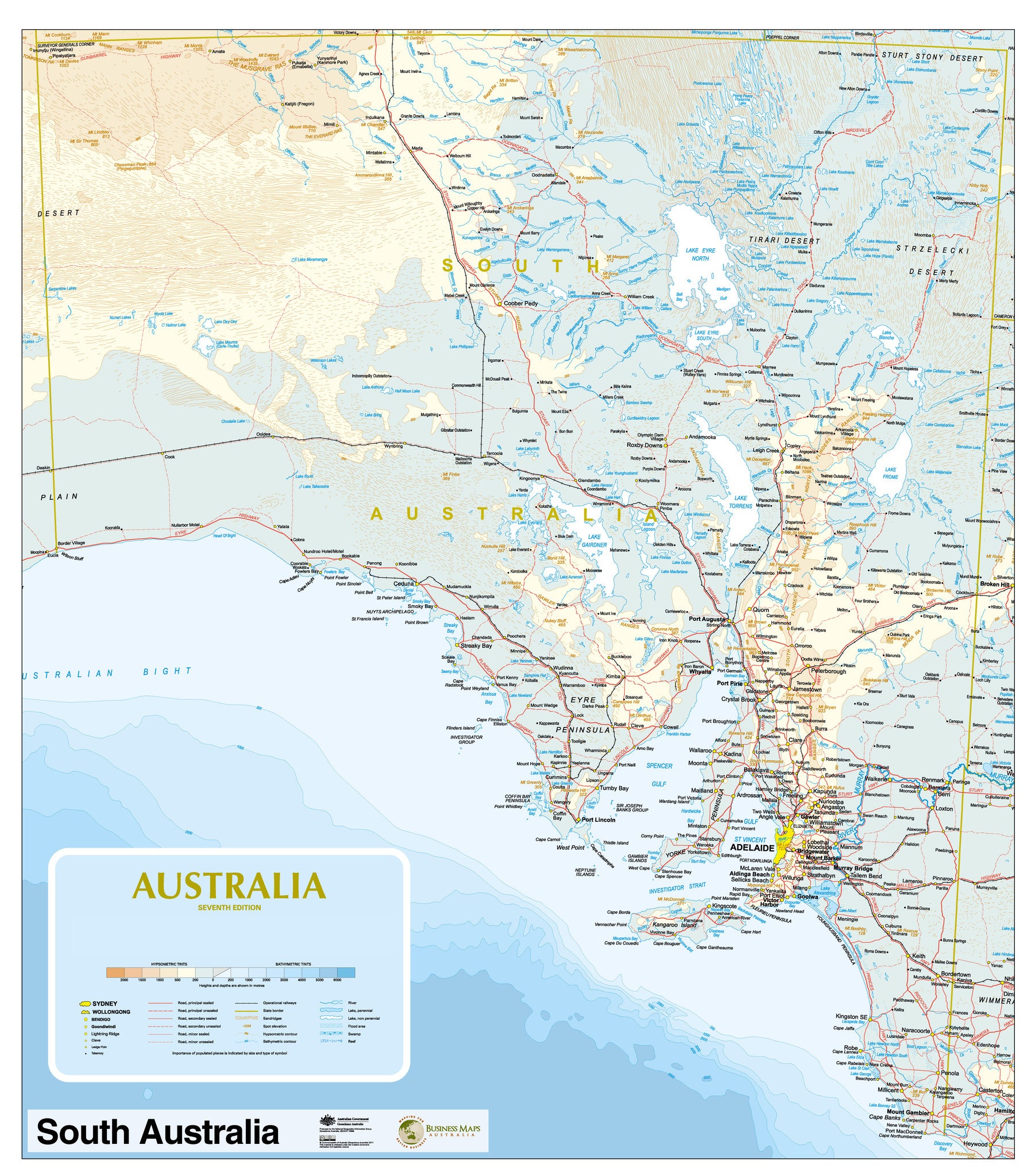 Businessmapsaustralia — Custom Political State Map of South Australia