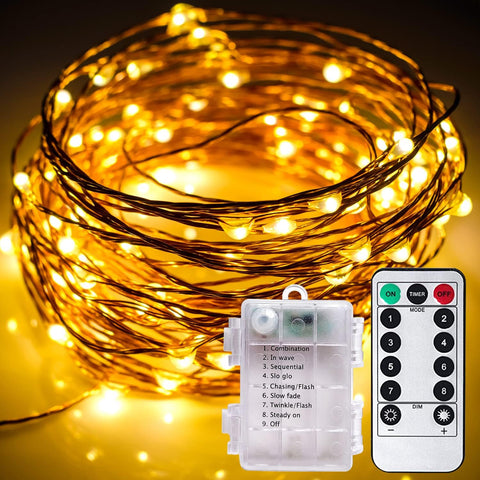 Fairy Lights 33Ft 100 LED Battery Operated String Lights