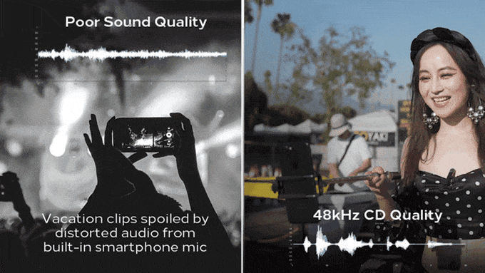 Vacation clips spoiled by distorted audio from built-in smartphone mic?44.1kHz CD Quality