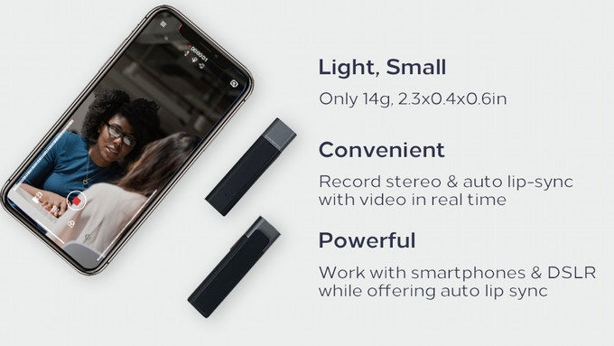 Light, Small mic(Only 14g, 2.3x0.4x0.6in),Convenient mic(Receive, mix, and transmit stereo in real time wirelessly),Powerful mic(Work with smartphones & DSLR while offering auto lip sync)