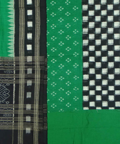 Green black handwoven sambalpuri ikat cotton dress material