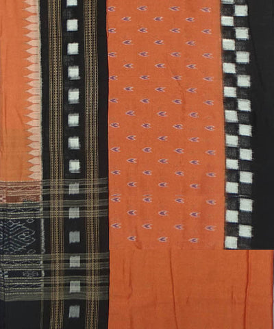 Light brown black handwoven sambalpuri ikat cotton dress material