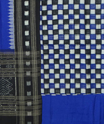 Blue black handwoven sambalpuri ikat cotton dress material