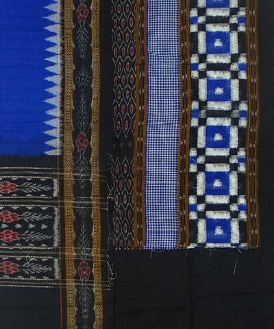 Black blue handwoven sambalpuri ikat cotton dress material