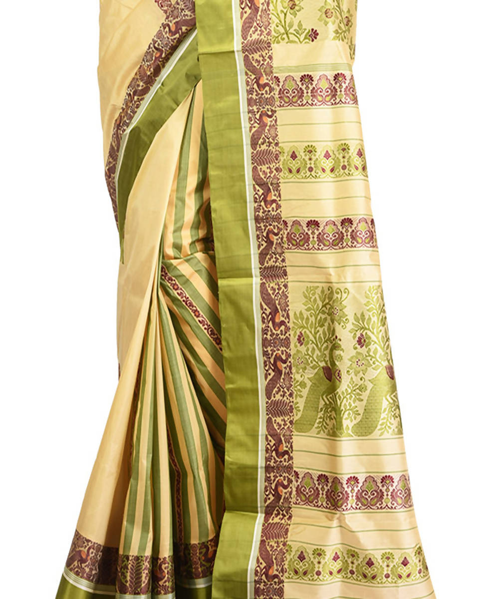 sandal with green silk saree