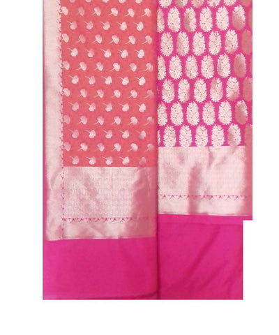 Pink orange handloom silk cotton dress material