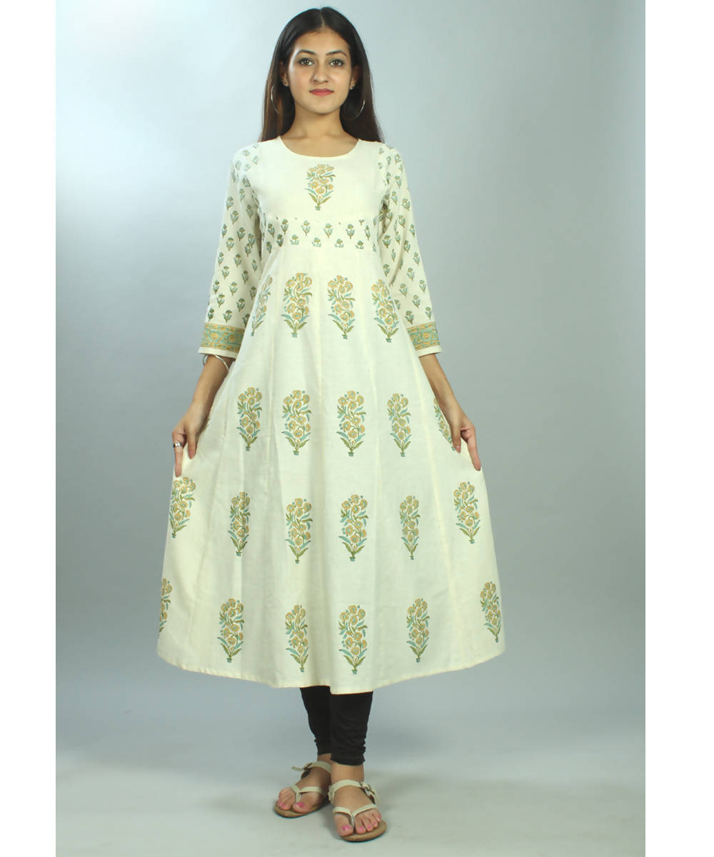 white cotton anarkali kurtis