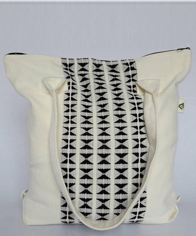 Offwhite handwoven hand stitched cotton tote bag
