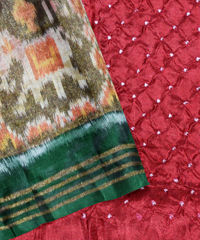Maroon handwoven bandhani patola silk saree