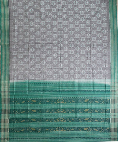 Gray flower ikat cotton Saree