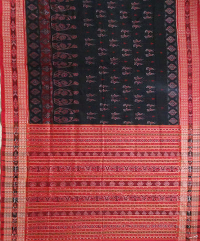 Black sata fulia ikat cotton Saree