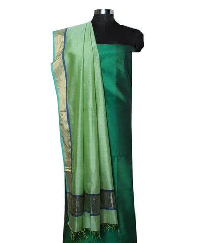 Light green cotton silk handloom maheshwari dress material