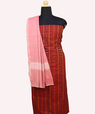 Maroon cotton handloom nuapatna dress material